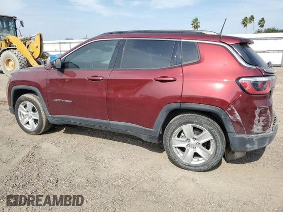 2022 Jeep Compass Latitude with VIN 3C4NJCBB5NT137027, listed as a Copart auction lot 52569835 with 55,619 mi miles and Salvage title. Bid and sale history available at DreamBid. Image 2.