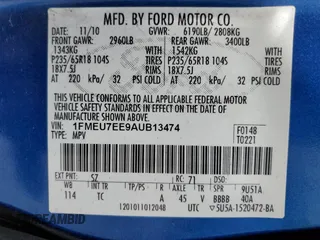 2010 Ford Explorer Eddie Bauer с VIN 1FMEU7EE9AUB13474, выставлен на аукционе Copart как лот 60557355 с пробегом 198 268 миль миль и Списание • Salvage title. История ставок и продаж доступна на DreamBid. Изображение 13.