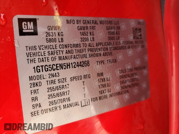 2017 GMC Canyon 2WD SLE with VIN 1GTG5CEN5H1244268, listed as a Copart auction lot 42705395 with 76,794 mi miles and Salvage Title. Bid and sale history available at carsss.com. Image 13.