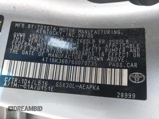 2006 Toyota Avalon XL with VIN 4T1BK36B76U070735, listed as a IAAI auction lot 41696042 with 227,485 mi miles and . Bid and sale history available at DreamBid. Image 9.