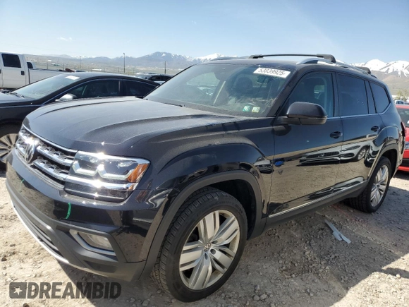 2019 Volkswagen Atlas SEL with VIN 1V2MR2CA1KC558169, listed as a Copart auction lot 53839925 with 95,852 mi miles and Salvage title. Bid and sale history available at DreamBid. Image 1.