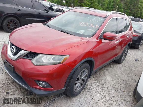 2015 Nissan Rogue SL with VIN 5N1AT2MTXFC802831, listed as a IAAI auction lot 42003674 with 207,738 mi miles. Bid and sale history available at carsss.com. Image 2.