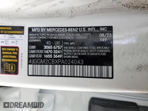 2023 Mercedes-Benz EQE 500 z VIN 4JGGM2CBXPA024043, wystawiony jako Copart lot #46746004 z przebiegiem Nie podano mil oraz . Historia ofert i sprzedaży dostępna na DreamBid. Obrazek 12.