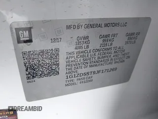 2018 Chevrolet Malibu LT with VIN 1G1ZD5ST9JF171269, listed as a IAAI auction lot 42103752 with 109,531 mi miles and . Bid and sale history available at DreamBid. Image 9.