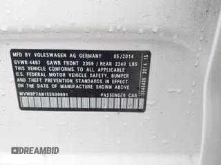 2014 Volkswagen CC R-Line с VIN WVWBP7AN1EE539891, выставлен на аукционе IAAI как лот 41976414 с пробегом 144 510 миль миль и . История ставок и продаж доступна на DreamBid. Изображение 9.