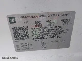 2021 Chevrolet Equinox Premier with VIN 2GNAXNEV7M6112087, listed as a IAAI auction lot 41102702 with 32,995 mi miles. Bid and sale history available at carsss.com. Image 9.
