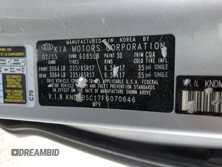 2015 Kia Sedona LX with VIN KNDMB5C17F6070646, listed as a Copart auction lot 56528444 with 231,095 mi miles and Salvage Title. Bid and sale history available at carsss.com. Image 13.