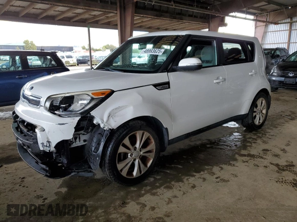 2014 Kia Soul + with VIN KNDJP3A52E7062879, listed as a Copart auction lot 48993625 with 57,892 mi miles and Salvage Title. Bid and sale history available at carsss.com. Image 1.