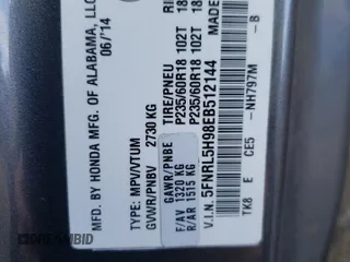 2014 Honda Odyssey Touring z VIN 5FNRL5H98EB512144, wystawiony jako Copart lot #69987533 z przebiegiem 184 231 mil mil oraz Szkoda całkowita • Salvage title. Historia ofert i sprzedaży dostępna na DreamBid. Obrazek 14.