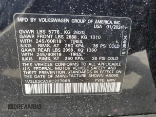2024 Volkswagen Atlas SE with VIN 1V2LE2CA3RC227966, listed as a Copart auction lot 62483025 with 21,924 mi miles and Clean title. Bid and sale history available at DreamBid. Image 13.