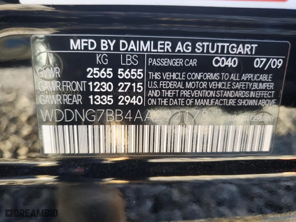 2010 Mercedes-Benz S-Class S 550 with VIN WDDNG7BB4AA292178, listed as a Copart auction lot 46832075 with 152,673 mi miles and Salvage Title. Bid and sale history available at carsss.com. Image 12.