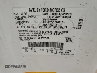 2005 Ford F-250 XL with VIN 1FTSW21P15EA95502, listed as a Copart auction lot 52990145 with Not provided miles and Clean title. Bid and sale history available at DreamBid. Image 12.