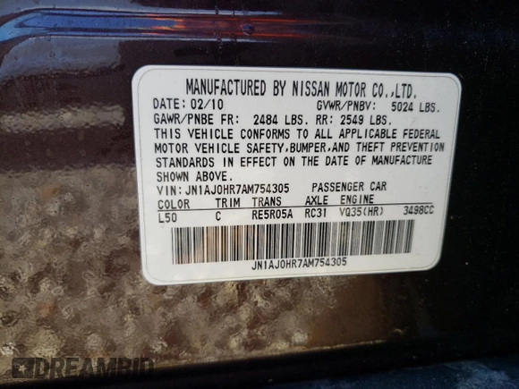 2010 Infiniti EX Journey z VIN JN1AJ0HR7AM754305, wystawiony jako Copart lot #77701553 z przebiegiem Nie podano mil oraz Nie do naprawy. Historia ofert i sprzedaży dostępna na DreamBid. Obrazek 12.