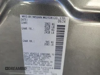 2025 Nissan Altima SV with VIN 1N4BL4DV9SN320104, listed as a Copart auction lot 52144015 with 9,673 mi miles and Clean Title. Bid and sale history available at carsss.com. Image 12.