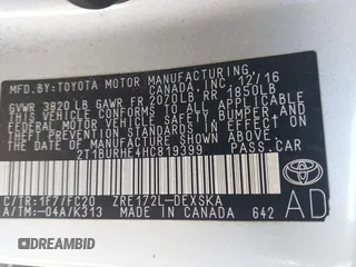2017 Toyota Corolla L с VIN 2T1BURHE4HC819399, выставлен на аукционе IAAI как лот 42539366 с пробегом 134 248 миль миль и . История ставок и продаж доступна на DreamBid. Изображение 9.