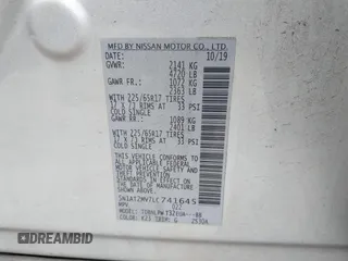2020 Nissan Rogue SL with VIN 5N1AT2MV7LC741645, listed as a IAAI auction lot 41318317 with 58,049 mi miles. Bid and sale history available at carsss.com. Image 9.
