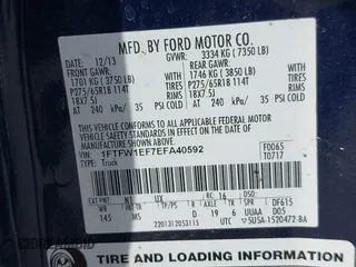 2014 Ford F-150 XL with VIN 1FTFW1EF7EFA40592, listed as a IAAI auction lot 42755930 with 259,852 mi miles and . Bid and sale history available at DreamBid. Image 9.