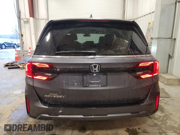 2025 Honda Odyssey EX-L with VIN 5FNRL6H62SB014447, listed as a Copart auction lot 86722724 with 1,327 mi miles and Salvage Title. Bid and sale history available at carsss.com. Image 6.