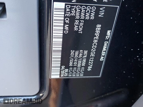 2016 Mercedes-Benz Sprinter with VIN 8BRPE8CD2GE122786, listed as a Copart auction lot 42604725 with Not Provided miles and Salvage Title. Bid and sale history available at DreamBid. Image 13.