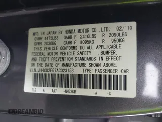 2010 Acura TSX with VIN JH4CU2F67AC023153, listed as a IAAI auction lot 42472029 with 188,834 mi miles and . Bid and sale history available at DreamBid. Image 9.