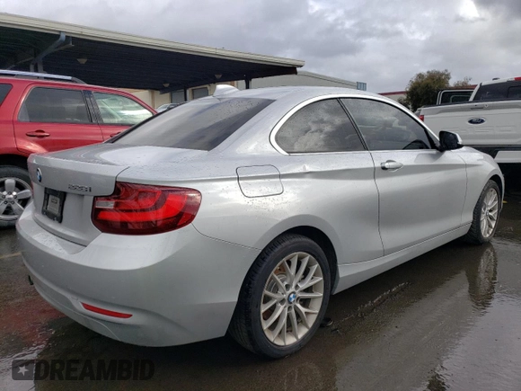 2015 BMW 2 Series 228i with VIN WBA1F5C57FV256927, listed as a Copart auction lot 41628804 with 125,695 mi miles. Bid and sale history available at carsss.com. Image 3.