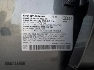 2022 Audi Q5 S line Premium Plus with VIN WA1EAAFY6N2048694, listed as a Copart auction lot 88556535 with 34,009 mi miles and Salvage Title. Bid and sale history available at DreamBid. Image 14.
