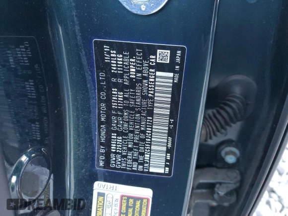 2018 Honda Clarity Plug-In Hybrid with VIN JHMZC5F16JC001728, listed as a Copart auction lot 76190804 with 60,023 mi miles and Salvage Title. Bid and sale history available at carsss.com. Image 12.
