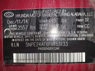 2015 Hyundai Sonata SE z VIN 5NPE24AF6FH153133, wystawiony jako IAAI lot #42054380 z przebiegiem 64 570 mil mil oraz . Historia ofert i sprzedaży dostępna na DreamBid. Obrazek 9.