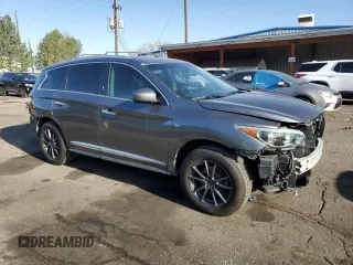 2015 Infiniti QX60 with VIN 5N1AL0MM3FC557643, listed as a Copart auction lot 52413595 with 120,136 mi miles and Salvage title. Bid and sale history available at DreamBid. Image 4.