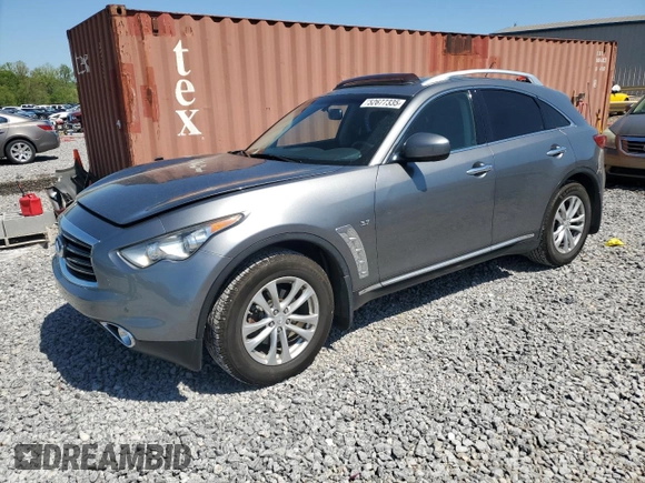 2014 Infiniti QX70 with VIN JN8CS1MU1EM451534, listed as a Copart auction lot 52677335 with 118,862 mi miles and Salvage Title. Bid and sale history available at DreamBid. Image 1.