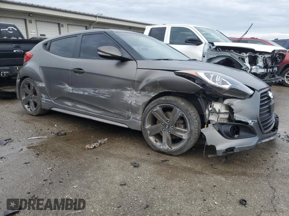 2015 Hyundai Veloster Turbo with VIN KMHTC6AE0FU221208, listed as a Copart auction lot 86242934 with 118,982 mi miles and Salvage title. Bid and sale history available at DreamBid. Image 4.