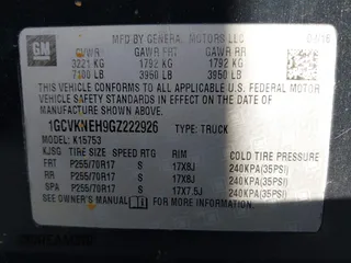 2016 Chevrolet Silverado 1500 Work Truck with VIN 1GCVKNEH9GZ222926, listed as a IAAI auction lot 38692351 with 121,772 mi miles. Bid and sale history available at carsss.com. Image 9.