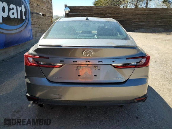 2025 Toyota Camry LE with VIN 4T1DAACK8SU520858, listed as a Copart auction lot 55131795 with 17,595 mi miles and Clean Title. Bid and sale history available at carsss.com. Image 6.