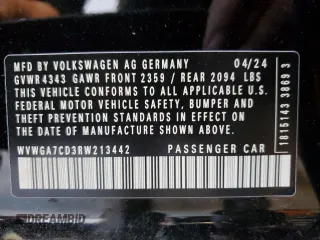 2024 Volkswagen Golf GTI S with VIN WVWGA7CD3RW213442, listed as a Copart auction lot 87958165 with 10,932 mi miles and Salvage Title. Bid and sale history available at carsss.com. Image 12.