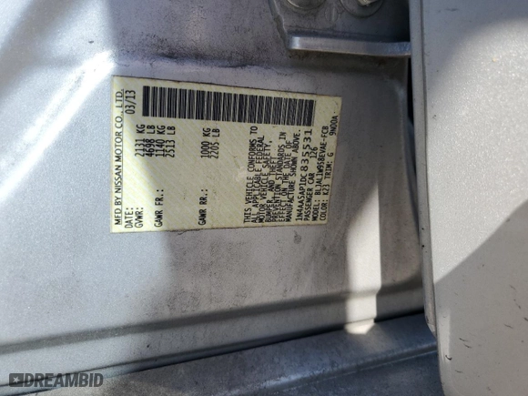 2013 Nissan Maxima 3.5 SV w/Sport Pkg with VIN 1N4AA5AP1DC835531, listed as a Copart auction lot 49617775 with 183,567 mi miles and Salvage Title. Bid and sale history available at carsss.com. Image 14.