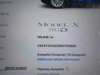 2016 Tesla Model X 70D z VIN 5YJXCAE29GF015890, wystawiony jako IAAI lot #41637564 z przebiegiem 145 848 mil mil oraz . Historia ofert i sprzedaży dostępna na DreamBid. Obrazek 15.