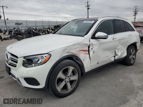 2017 Mercedes-Benz GLC with VIN WDC0G4JB9HF119221, listed as a Copart auction lot 53653555 with 55,291 mi miles and Salvage Title. Bid and sale history available at carsss.com. Image 1.