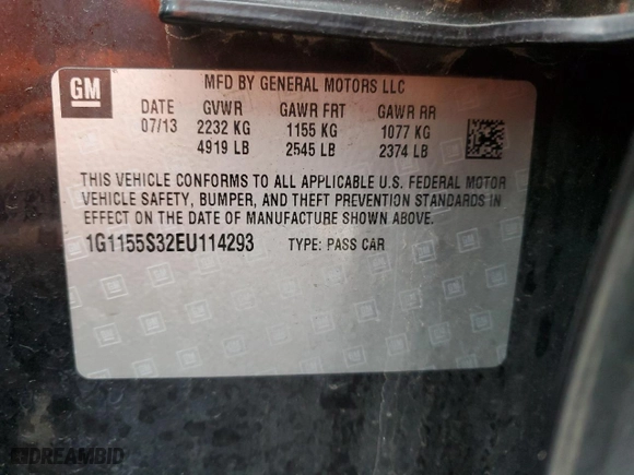 2014 Chevrolet Impala LTZ with VIN 1G1155S32EU114293, listed as a Copart auction lot 50188835 with 178,692 mi miles and Non Repairable. Bid and sale history available at carsss.com. Image 12.
