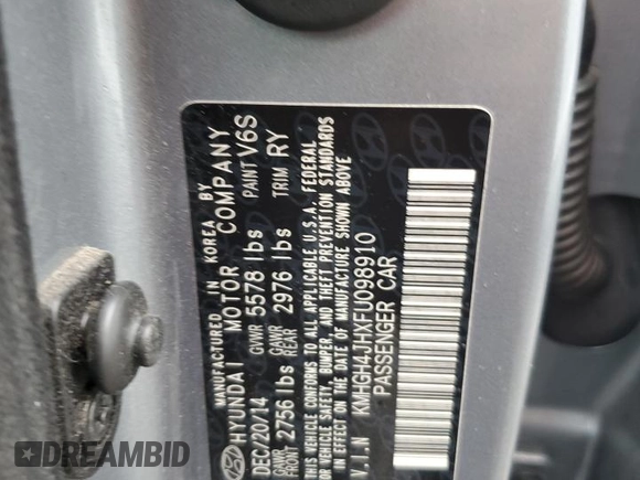 2015 Hyundai Equus Ultimate z VIN KMHGH4JHXFU098910, wystawiony jako Copart lot #74253874 z przebiegiem Nie podano mil oraz Szkoda całkowita • Salvage title. Historia ofert i sprzedaży dostępna na DreamBid. Obrazek 12.