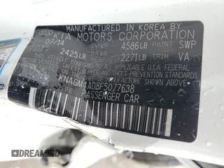 2015 Kia Optima with VIN KNAGM4AD8F5077638, listed as a Copart auction lot 57016255 with 78,162 mi miles and Salvage title. Bid and sale history available at DreamBid. Image 12.