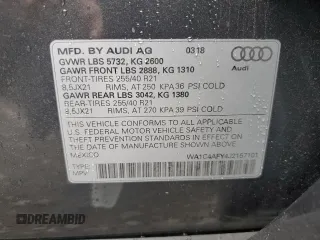 2018 Audi SQ5 Prestige with VIN WA1C4AFY4J2157101, listed as a Copart auction lot 63996054 with 44,524 mi miles and Salvage Title. Bid and sale history available at DreamBid. Image 14.