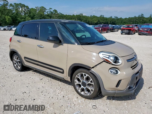 2014 FIAT 500L Trekking with VIN ZFBCFADH5EZ021708, listed as a Copart auction lot 60093615 with 160,414 mi miles and Salvage title. Bid and sale history available at DreamBid. Image 4.