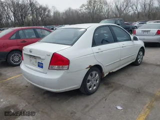2007 Kia Spectra EX with VIN KNAFE121875393392, listed as a IAAI auction lot 41893653 with 158,913 mi miles. Bid and sale history available at carsss.com. Image 4.