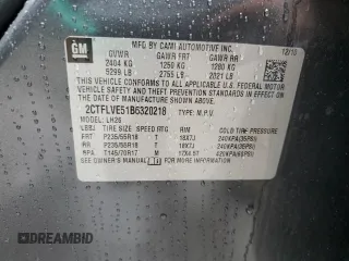 2011 GMC Terrain SLT-1 with VIN 2CTFLVE51B6320218, listed as a Copart auction lot 60908875 with 153,372 mi miles and Salvage title. Bid and sale history available at DreamBid. Image 14.