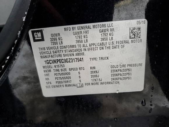 2016 Chevrolet Silverado 1500 Custom with VIN 1GCVKPEC9GZ317941, listed as a Copart auction lot 44602165 with 156,670 mi miles and Non Repairable. Bid and sale history available at carsss.com. Image 12.