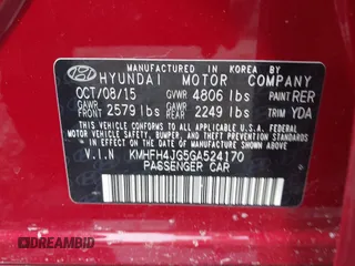2016 Hyundai Azera Limited with VIN KMHFH4JG5GA524170, listed as a IAAI auction lot 42065814 with 73,607 mi miles and . Bid and sale history available at carsss.com. Image 9.