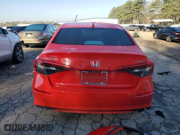2022 Honda Civic Sport with VIN 2HGFE2F59NH535035, listed as a Copart auction lot 48708775 with Not Provided miles and Salvage Title. Bid and sale history available at carsss.com. Image 6.