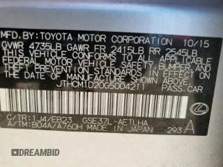 2016 Lexus IS 300/350 with VIN JTHCM1D20G5004211, listed as a Copart auction lot 64591185 with 51,202 mi miles and Salvage title. Bid and sale history available at DreamBid. Image 13.