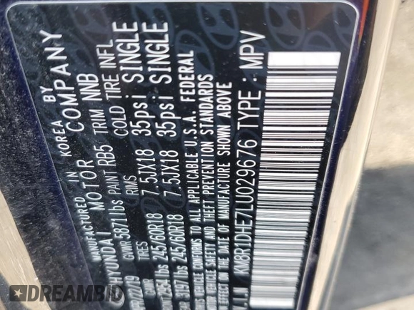 2020 Hyundai Palisade SE z VIN KM8R1DHE7LU029676, wystawiony jako Copart lot #46027205 z przebiegiem Nie podano mil oraz Szkoda całkowita • Salvage title. Historia ofert i sprzedaży dostępna na DreamBid. Obrazek 14.