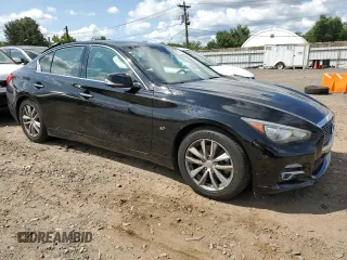 2014 Infiniti Q50 Sport with VIN JN1BV7AR1EM681398, listed as a Copart auction lot 80854494 with 128,127 mi miles and Salvage title. Bid and sale history available at DreamBid. Image 4.